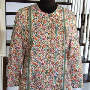 Cute Floral Long Blazer Jacket Long Sleeve Light Weight 10 Swiss Cotton